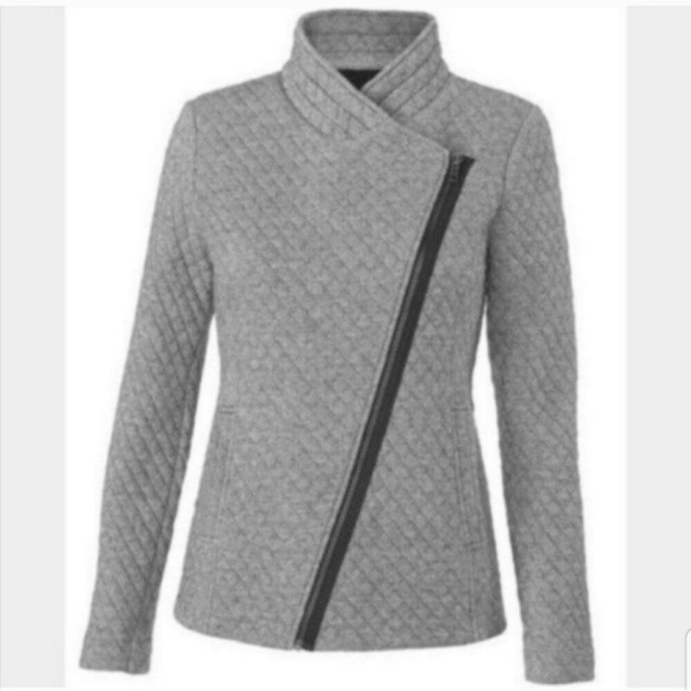 CAbi Quilted Moto Jacket in Black Herringbone Style #3025 Size Small - Picture 3 of 15